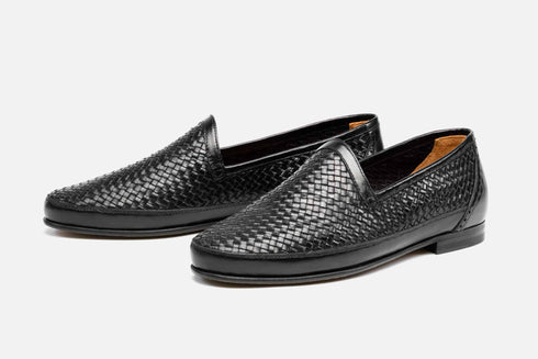 Einar loafer, black woven leather