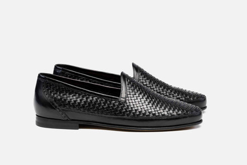 Einar loafer, black woven leather